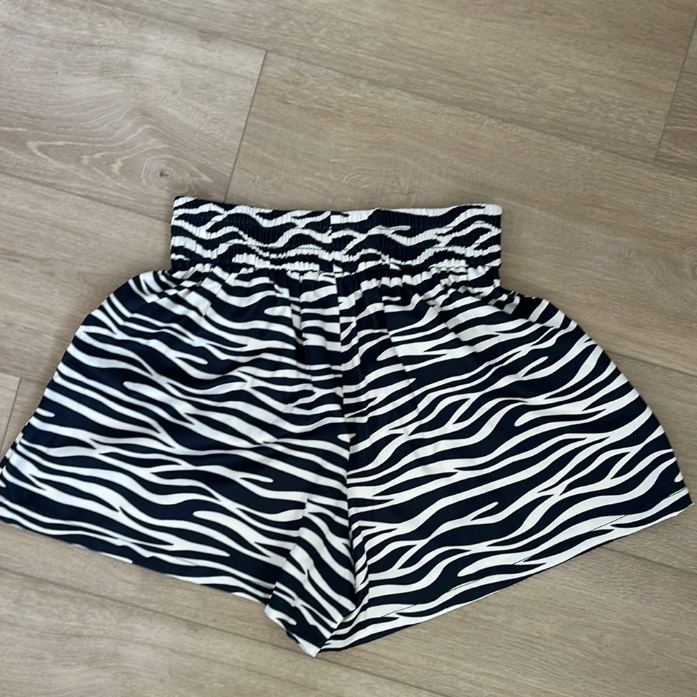 Brunette The Label Zebra Print Women's Satin Shorts - Picture 3 of 6